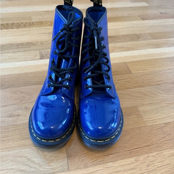 Dr Martens Boots Women's Size Blue Patent Leather 1460W - Picture 3 of 15